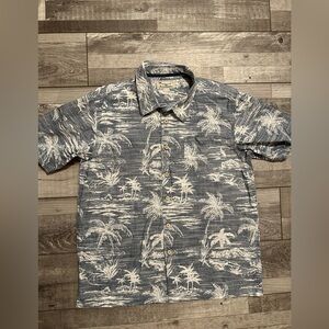 Vintage‎ Honolua Aloha Hawaiian Shirt Short Sleeve Tropical Palm Blue Size Large